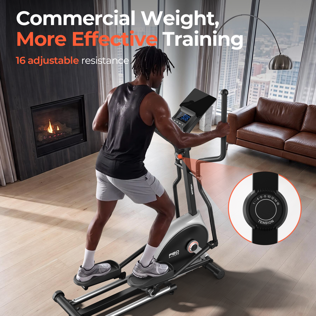 YOSUDA Elliptical Exercise Machine, Compact Elliptical with 12°/45° Incline 15.5/18.5IN Long Stride, 16 Levels Resistance, 400/500LBS Capacity, Support Kinomap/Fed APP, Qiuet Magnetic System