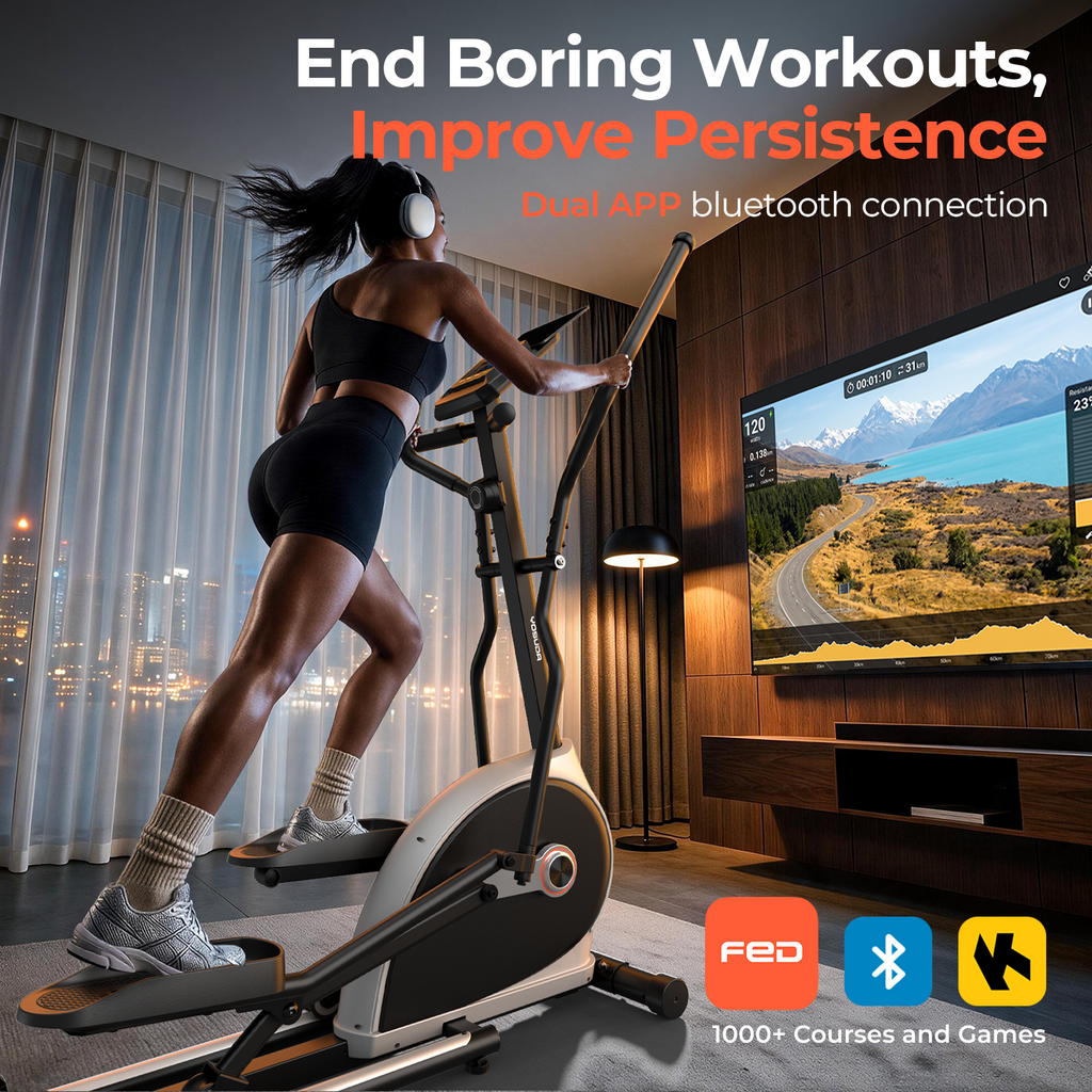 YOSUDA Elliptical Exercise Machine, Compact Elliptical with 12°/45° Incline 15.5/18.5IN Long Stride, 16 Levels Resistance, 400/500LBS Capacity, Support Kinomap/Fed APP, Qiuet Magnetic System